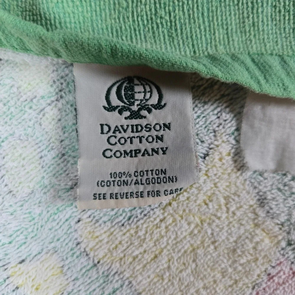 VTG 90s Davidson Cotton Company Unisex Green Animal Grid Whimsical Baby Towel OS